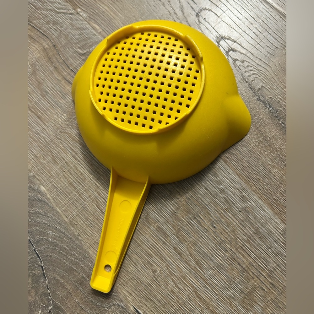 Vintage Tupperware Yellow Strainer with Handle